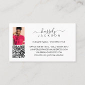 Foto Collage Bold Name Script Kalligrafie QR Code Visitenkarte (Rückseite)
