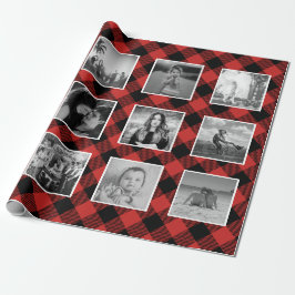 Foto Collage Buffalo Kariert Lumberjack Red Geschenkpapier