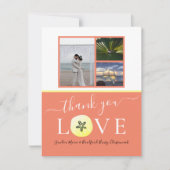 Foto Collage Burnt Orange Coral Wedding / Liebe Dankeskarte (Vorderseite)
