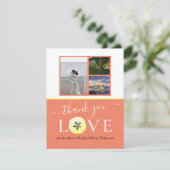 Foto Collage Burnt Orange Coral Wedding / Liebe Dankeskarte (Stehend Vorderseite)