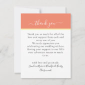 Foto Collage Burnt Orange Coral Wedding / Liebe Dankeskarte (Rückseite)