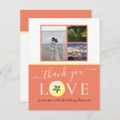 Foto Collage Burnt Orange Coral Wedding / Liebe Dankeskarte (Vorne/Hinten)