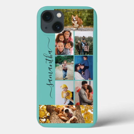 Foto Collage Calligraphy Monogram Name Script Case-Mate iPhone Hülle (Rückseite)