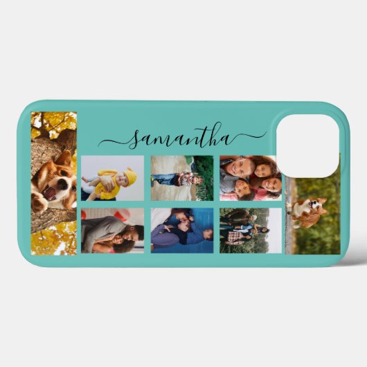 Foto Collage Calligraphy Monogram Name Script Case-Mate iPhone Hülle (Rückseite (Horizontal))