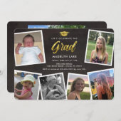 Foto Collage Chalkboard Grad Party Einladung (Vorne/Hinten)