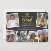 Foto Collage Chalkboard Grad Party Einladung (Vorderseite)