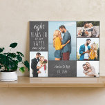 Foto Collage Chalkboard zum Hochzeitstag Leinwanddruck<br><div class="desc">Hochzeitstag gedehnte Leinwand, die Sie für jedes Jahr und 5 Ihrer Lieblingsfotos personalisieren können. Die Formulierung lautet "# Jahre in unserem glücklichen immer nachher" und die Vorlage ist für Sie bereit, das Jubiläumsjahr, Ihren Namen und das feststehende Datum hinzuzufügen. Das Design hat einen bedrückten Chalkboard-Look, mit lässigen Skripten und mageren...</div>