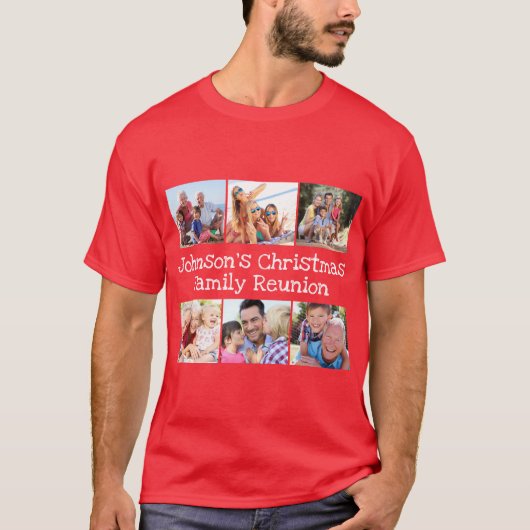 Foto Collage Christmas Family Wiedersehen personal T-Shirt (Vorderseite)