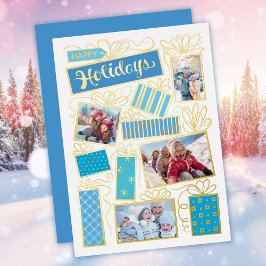 Foto Collage Christmas Gold Foil Weihnachtskarte Folieneinladung