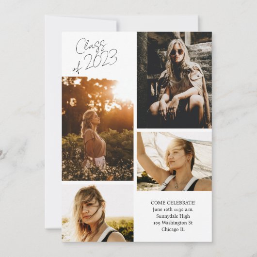 Foto Collage Class of Script Modern Grad Ankündigung (Rückseite)