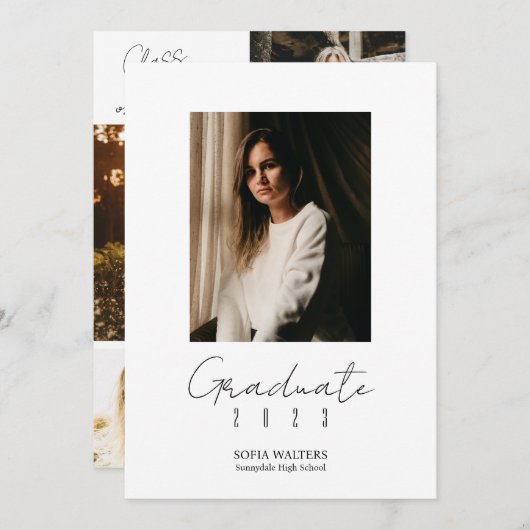 Foto Collage Class of Script Modern Grad Ankündigung (Vorne/Hinten)