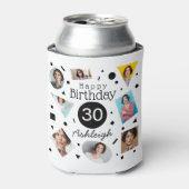 Foto Collage Confetti Name 30. Geburtstag Dosenkühler (Kanne Vorderseite)