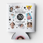 Foto Collage Confetti Name 30. Geburtstag Dosenkühler (Vorderseite)