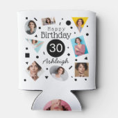 Foto Collage Confetti Name 30. Geburtstag Dosenkühler (Rückseite)