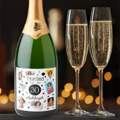Foto Collage Confetti Name 30. Geburtstag Schaumweinetikett