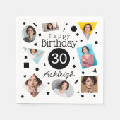 Foto Collage Confetti Name 30. Geburtstag Serviette (Vorderseite)