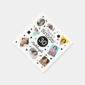 Foto Collage Confetti Name 30. Geburtstag Serviette (Ecke)