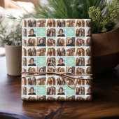 Foto Collage Custom Monogram Minze Green Geschenkpapier