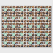 Foto Collage Custom Monogram Minze Green Geschenkpapier (Flach)