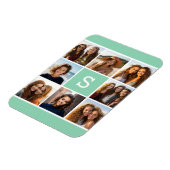 Foto Collage Custom Monogram Minze Green Magnet (Linke Seite)