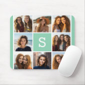 Foto Collage Custom Monogram Minze Green Mousepad (Mit Mouse)