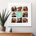 Foto Collage Custom Monogram Minze Green Poster<br><div class="desc">Für dieses Design können Sie Instagram-Fotos verwenden. Verwenden Sie 8 quadratische Foto,  um ein einzigartiges und persönliches Geschenk zu kreieren. Oder man behalte den Hipster Welpe und macht einen trendigen Sake. Wenn Sie die Bilder anpassen müssen,  klicken Sie auf das Werkzeug anpassen,  um Änderungen vorzunehmen.</div>