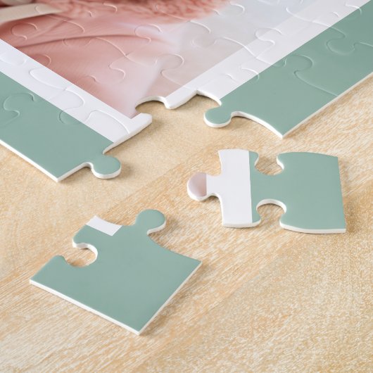 Foto Collage Custom Monogram Minze Green Puzzle (Seite)