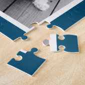 Foto Collage Custom Monogram Navy Blue Puzzle (Seite)