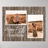 Foto Collage Custom Wood 5. Hochzeitstag Poster (Vorne)
