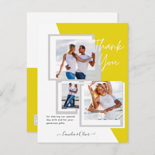 Foto Collage DANK IHNEN Hochzeit/Baby/Graduate/JA Postkarte (Vorne/Hinten)