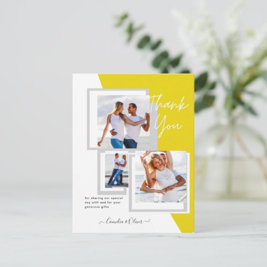 Foto Collage DANK IHNEN Hochzeit/Baby/Graduate/JA Postkarte (Stehend Vorderseite)