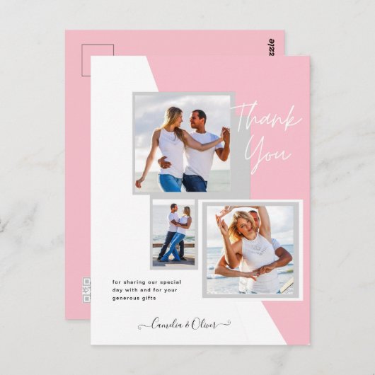 Foto Collage DANK IHNEN Hochzeit/Baby/Graduate/JA Postkarte (Vorne/Hinten)