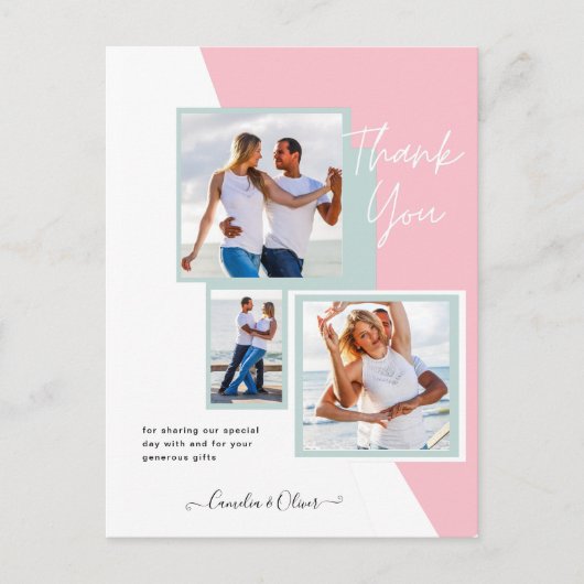 Foto Collage DANK IHNEN Hochzeit/Baby/Graduate/JA Postkarte (Vorderseite)