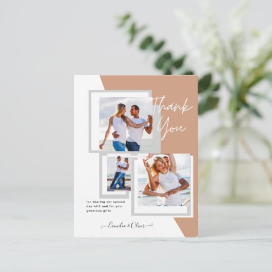 Foto Collage DANK IHNEN Hochzeit/Baby/Graduate/JA Postkarte (Stehend Vorderseite)