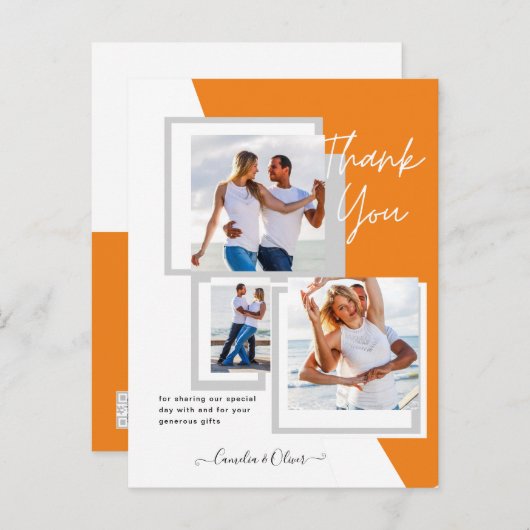 Foto Collage DANK IHNEN Hochzeit/Baby/Graduate/JA Postkarte (Vorne/Hinten)