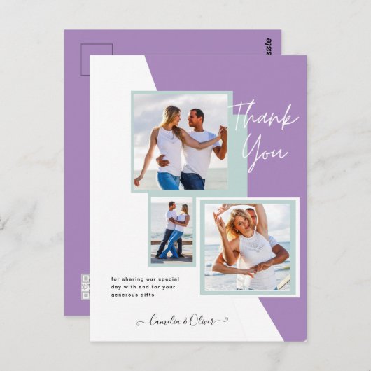 Foto Collage DANK IHNEN Hochzeit/Baby/Graduate/JA Postkarte (Vorne/Hinten)