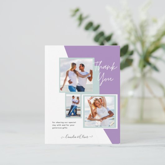 Foto Collage DANK IHNEN Hochzeit/Baby/Graduate/JA Postkarte (Stehend Vorderseite)