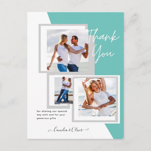 Foto Collage DANK IHNEN Hochzeit/Baby/Graduate/JA Postkarte (Vorderseite)