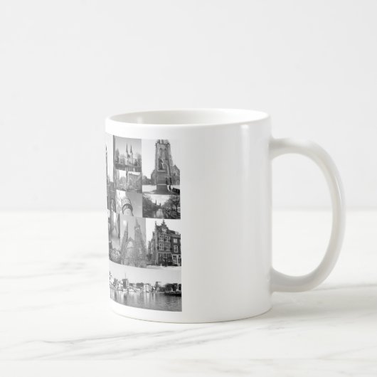 Foto-Collage Delft 5 in Schwarzweiß Kaffeetasse (Rechts)