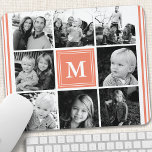 Foto Collage der Coral Monogram Familie Mousepad<br><div class="desc">Monogram Family Foto Collage. Personalisieren Sie dieses benutzerdefinierte Design mit Ihrem eigenen Monogramm Initial oder Text.</div>