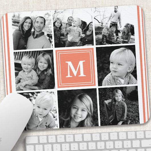 Foto Collage der Coral Monogram Familie Mousepad