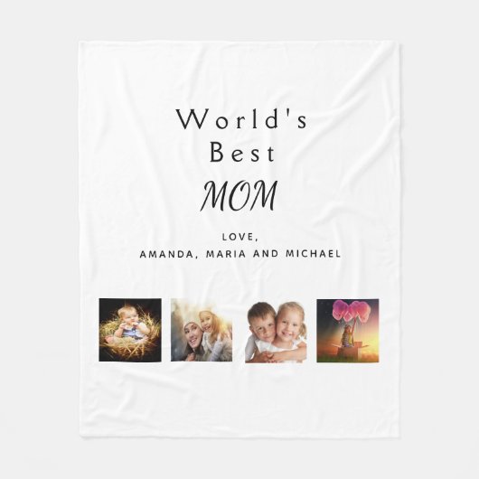 Foto-Collage der Mutter schwarz Fleecedecke (Vorderseite)