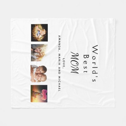 Foto-Collage der Mutter schwarz Fleecedecke (Vorderseite (Horizontal))