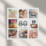 Foto Collage des 80. Geburtstags Künstlicher Leinwanddruck<br><div class="desc">Ein einzigartiges 80. Geburtstagsgeschenk oder Sake, das ihr Leben mit einer Collage von 8 deiner Fotos feiert. Fügen Sie Bilder von ihrer Familie, Freunden, Haustieren, Hobbys oder Traumreise Ziel. Personalisieren und fügen Sie einen Namen, Alter 80 und ein Datum. Graue und schwarze Buchstaben. Ein schick weißer Hintergrund. Diese Leinwand ist...</div>