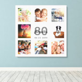 Foto Collage des 80. Geburtstags Leinwanddruck (Insitu (Holzboden))