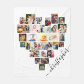 Foto-Collage des Herzens mit Skriptname Weiß Fleecedecke (Vorderseite)