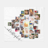 Foto-Collage des Herzens mit Skriptname Weiß Fleecedecke (Vorderseite (Horizontal))