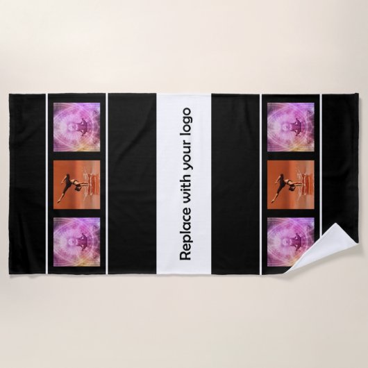 Foto-Collage des Unternehmens Schwarz-weiß Strandtuch (Vorderseite)