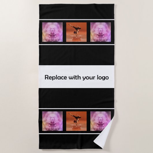 Foto-Collage des Unternehmens Schwarz-weiß Strandtuch (Vorderseite)