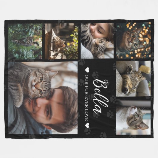 Foto Collage Dog oder Cat Lover in der Liebe: Fleecedecke (Vorderseite (Horizontal))